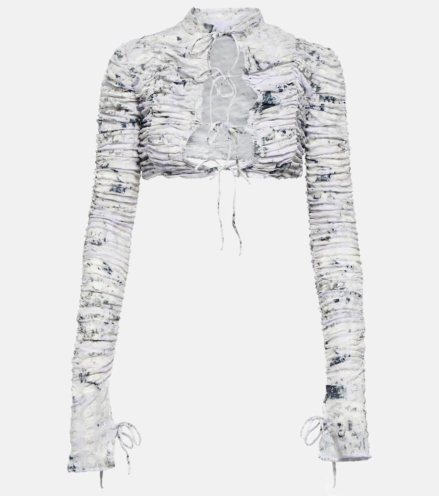 roberta einer tie-front printed cropped cardigan