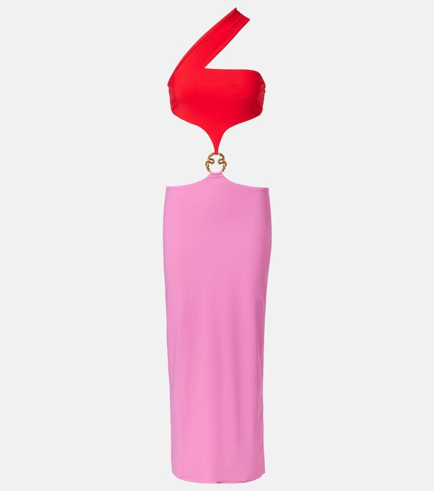 roberto cavalli cutout one-shoulder midi dress