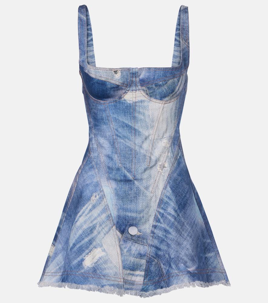 roberto cavalli faded denim minidress
