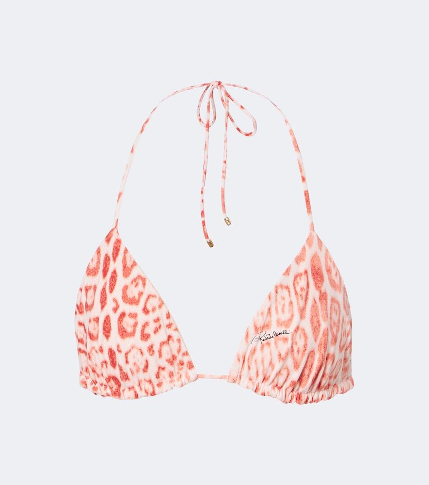 roberto cavalli leopard-print triangle bikini top