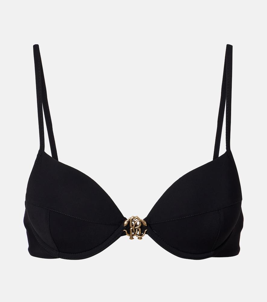 roberto cavalli logo bikini top