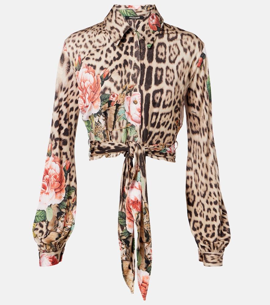 roberto cavalli printed cropped shirt