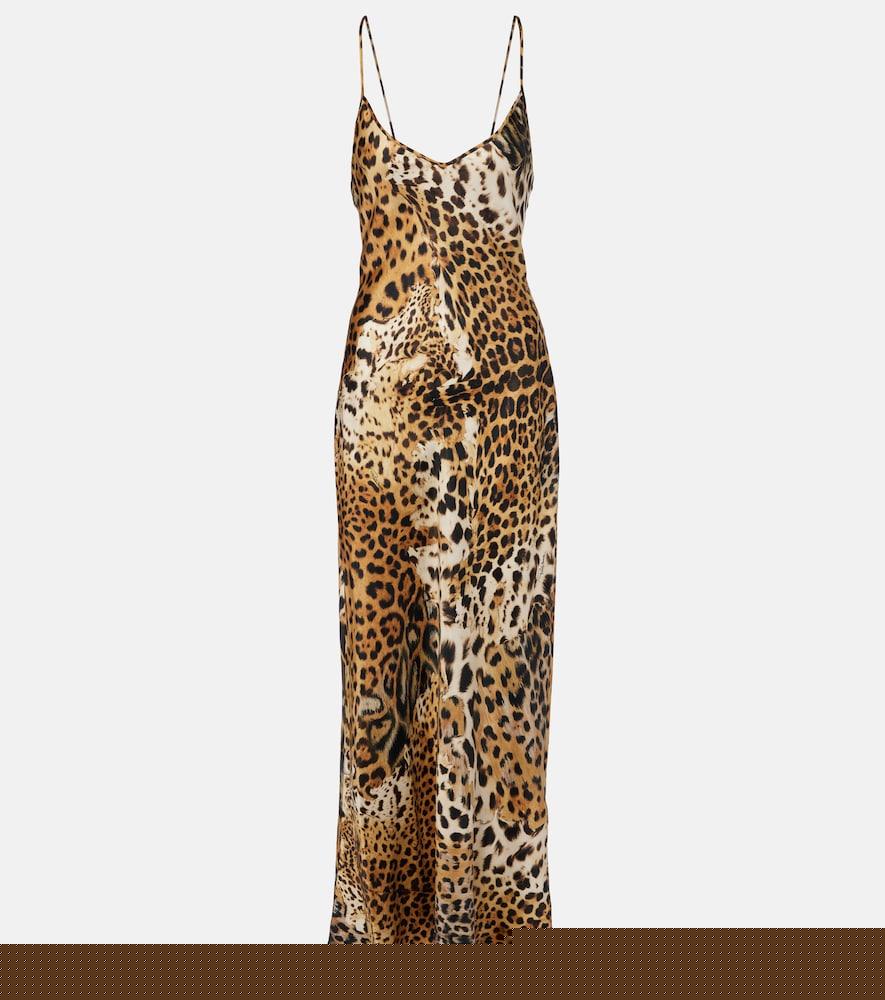 roberto cavalli printed silk satin slip dress