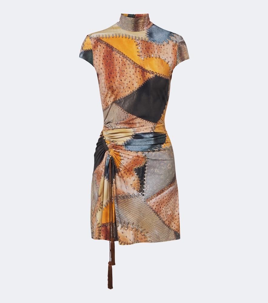 roberto cavalli ruched trompe l'ail minidress