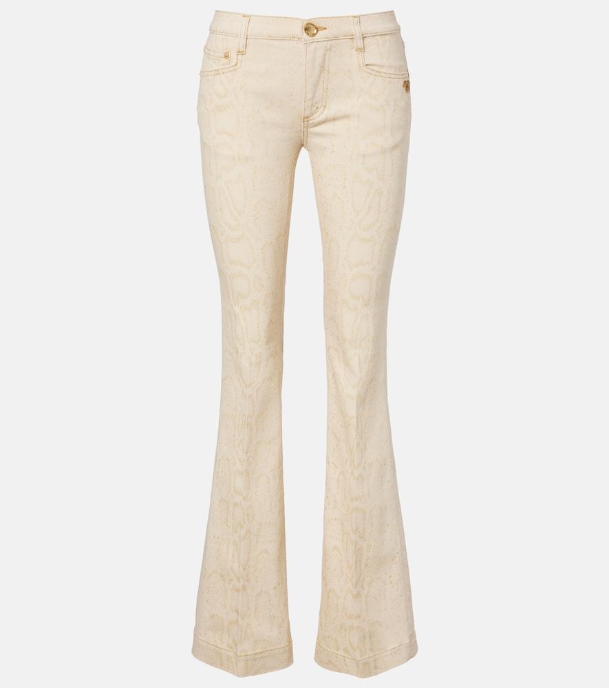 roberto cavalli snake-print flared jeans
