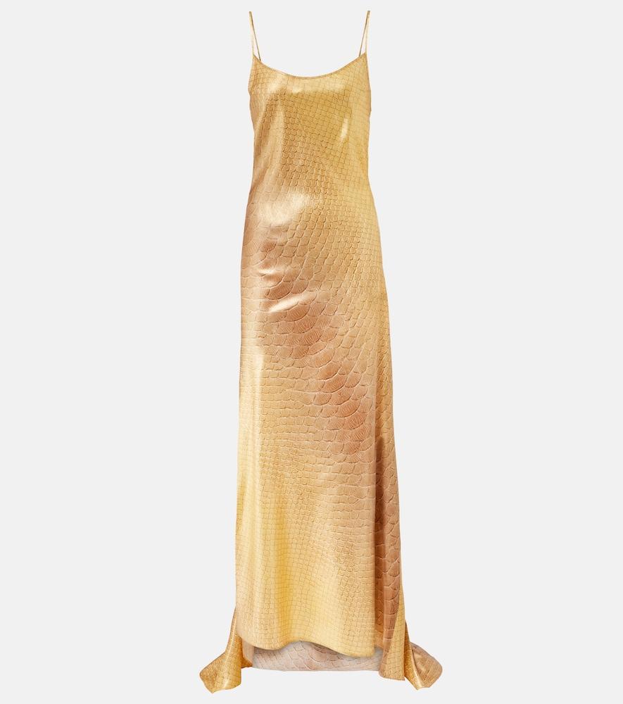 roberto cavalli snake-print silk gown