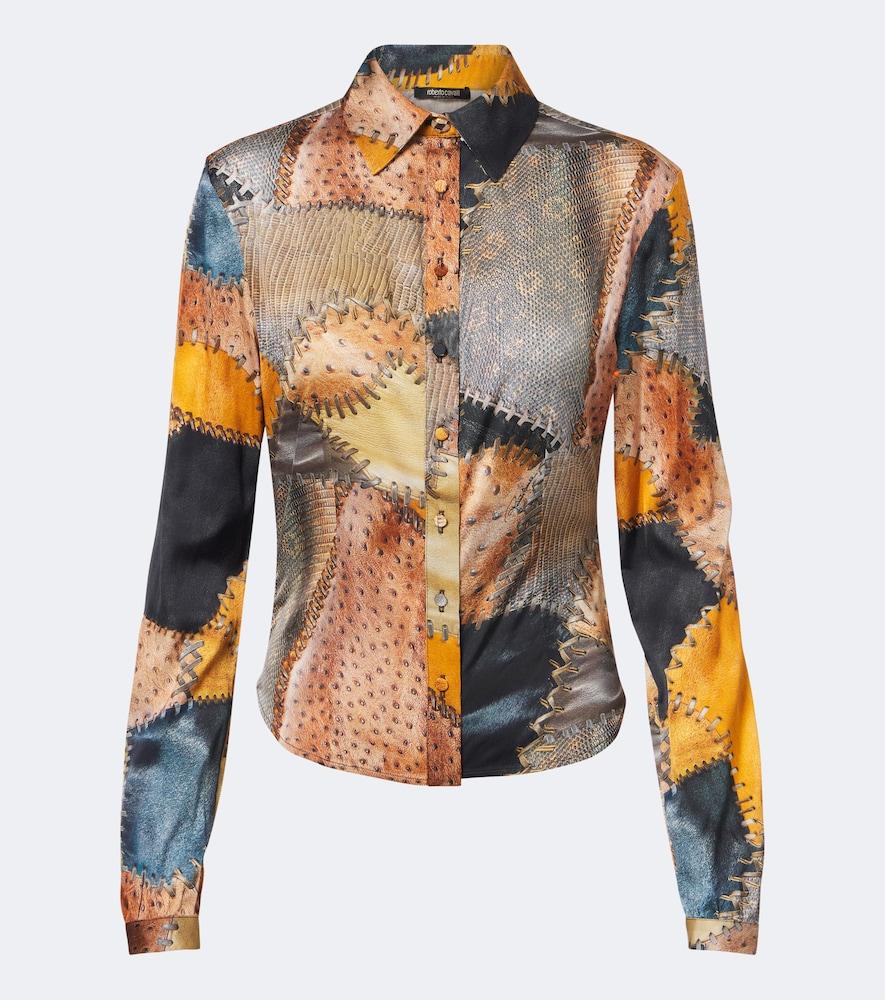roberto cavalli trompe l'ail silk shirt