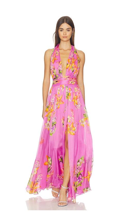 rococo sand back ties maxi dress in fuchsia. - size l (also in s, xxs, m, xl, xxl)