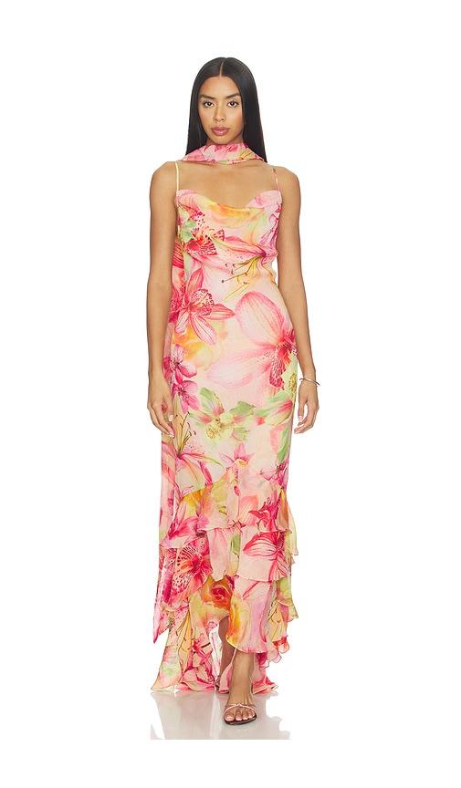 rococo sand cowl maxi dress with sash pink in pink. - size m (also in s, xs, xxl)