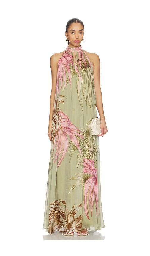 rococo sand flared maxi dress in green. - size l (also in s, xxs, xs, m, xl, xxl)