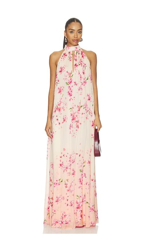 rococo sand flared maxi dress in peach. - size l (also in s, xs, m, xl, xxl)