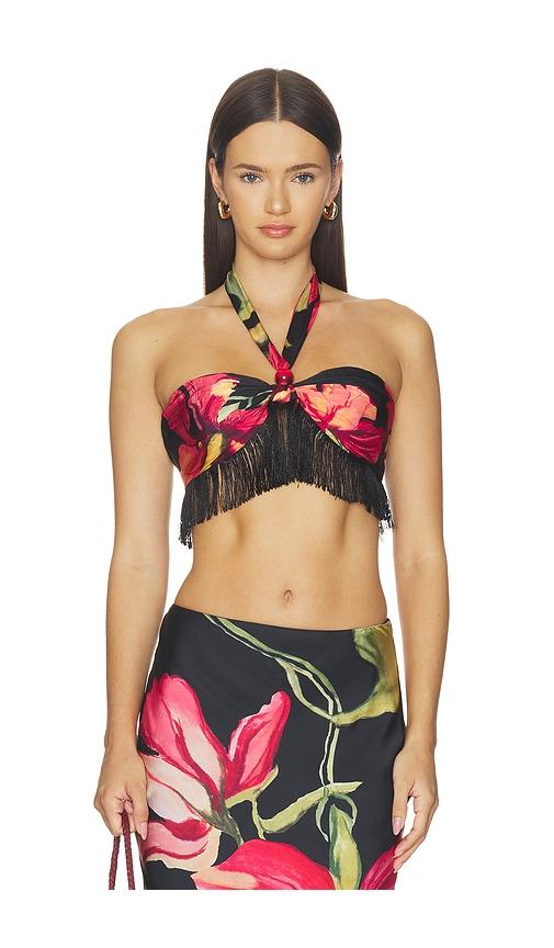 rococo sand fringe top in black. - size m (also in s, xxs, xs, xxl)