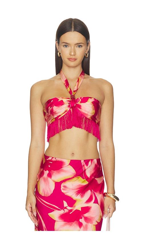 rococo sand fringe top in red. - size m (also in s, xs, xxl)