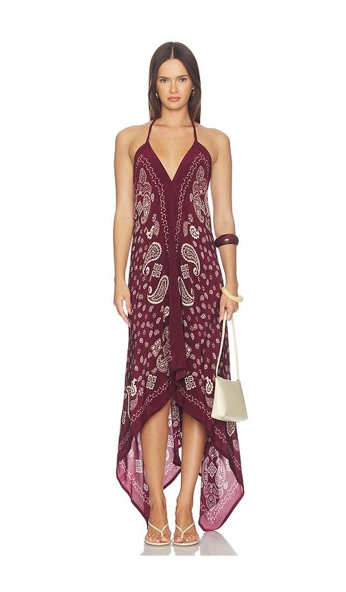 rococo sand high-low handkerchief dress in burgundy. - size l (also in m, s, xl)