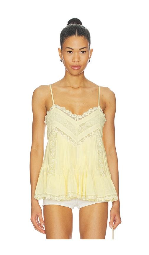 rococo sand lace detail top in lemon. - size l (also in s, xxs, xs, m, xl, xxl)