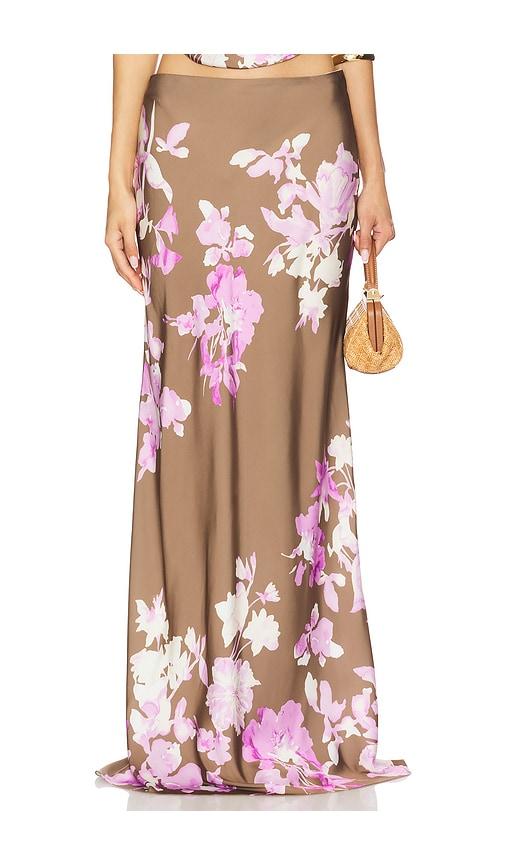 rococo sand maxi skirt in brown,lavender. - size l (also in s, m)