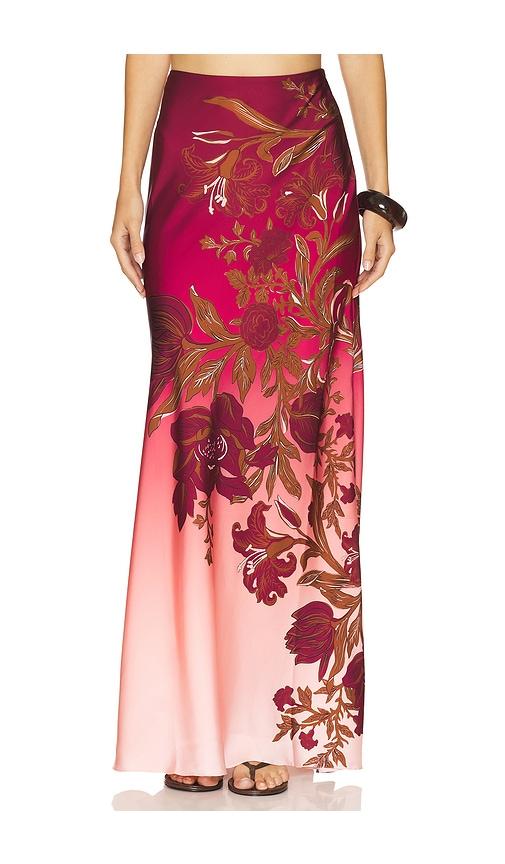rococo sand maxi skirt in burgundy,blush. - size xxs (also in xs)