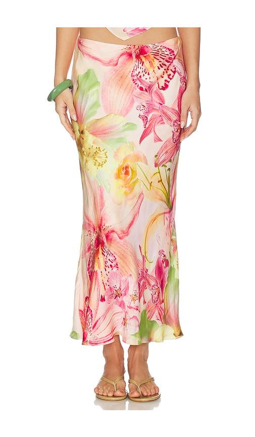 rococo sand midi skirt in pink. - size l (also in s, xs, xl)
