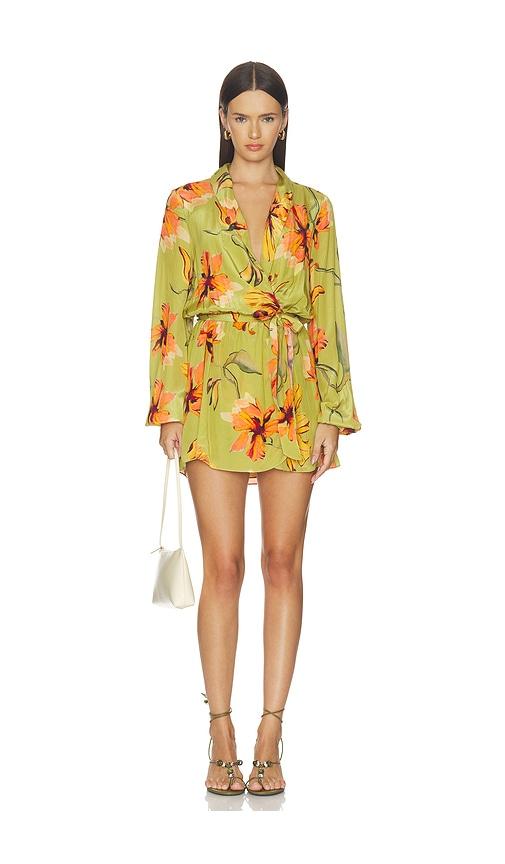 rococo sand mini dress with detachable belt in olive. - size m (also in s, xxs, xs)