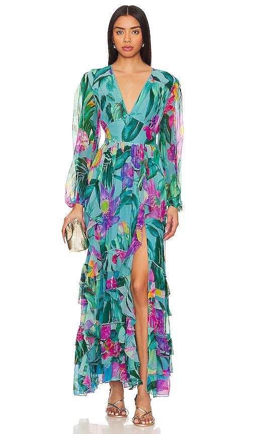 rococo sand ocean maxi dress in teal. - size s (also in xs)