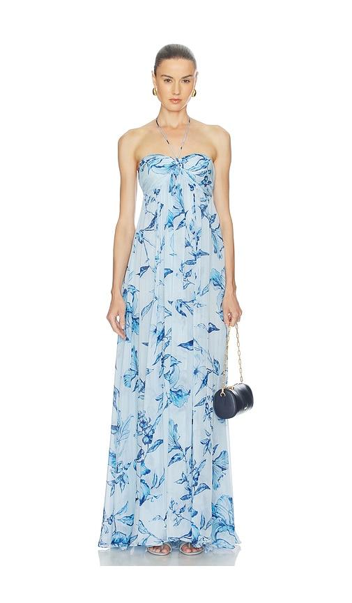 rococo sand strapless flared dress in blue. - size m (also in s, xs, xl)