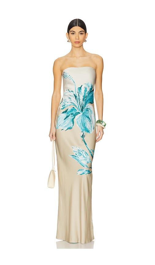 rococo sand strapless maxi dress in beige. - size m (also in xs)