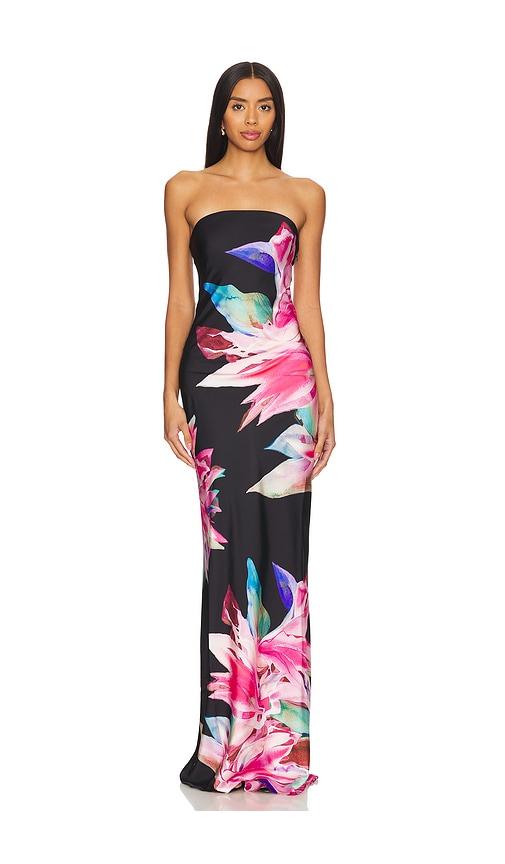 rococo sand strapless maxi dress in black,blush. - size l (also in s, xxs, xs, m)