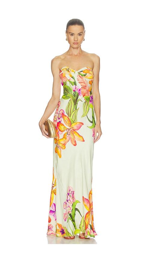 rococo sand strapless maxi dress in lemon. - size l (also in s, xxs, xs, m, xxl)