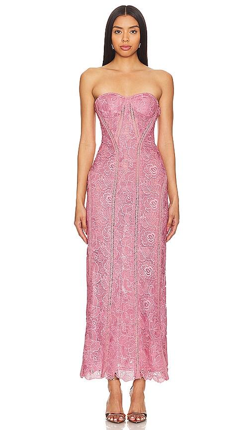 rococo sand x revolve paris lace midi dress in pink. - size m (also in l)