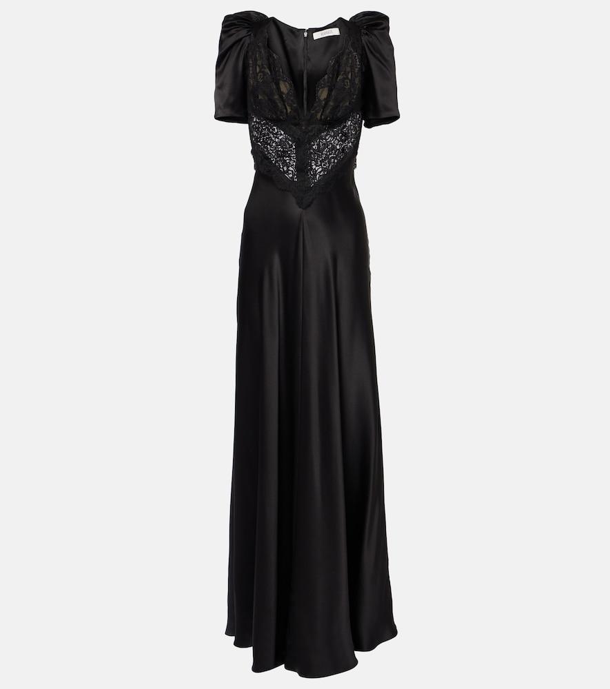 rodarte lace-trimmed silk charmeuse gown