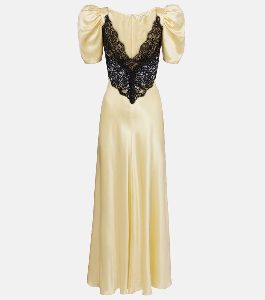 rodarte lace-trimmed silk charmeuse gown