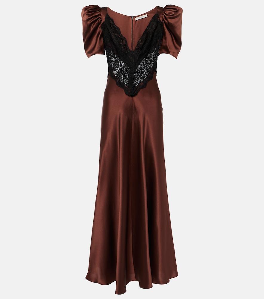 rodarte lace-trimmed silk charmeuse gown