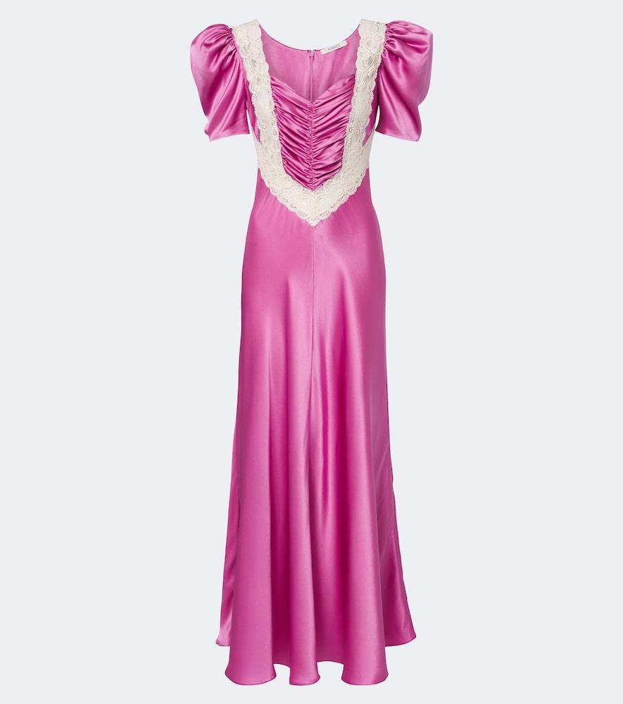 rodarte lace-trimmed silk maxi dress