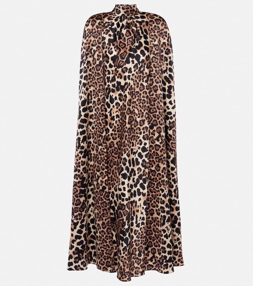 rodarte leopard-print caped silk charmeuse gown