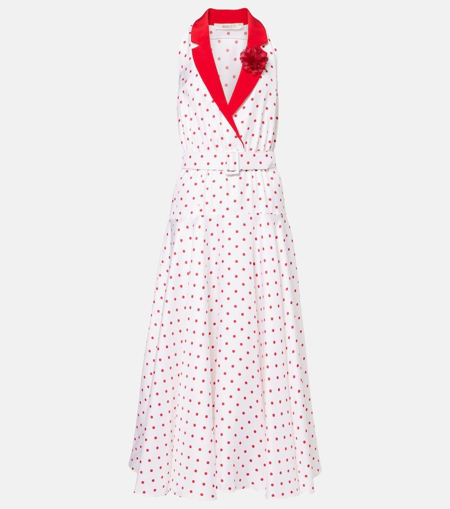 rodarte polka-dot belted silk twill midi dress