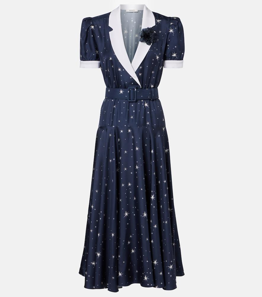 rodarte printed silk twill midi dress