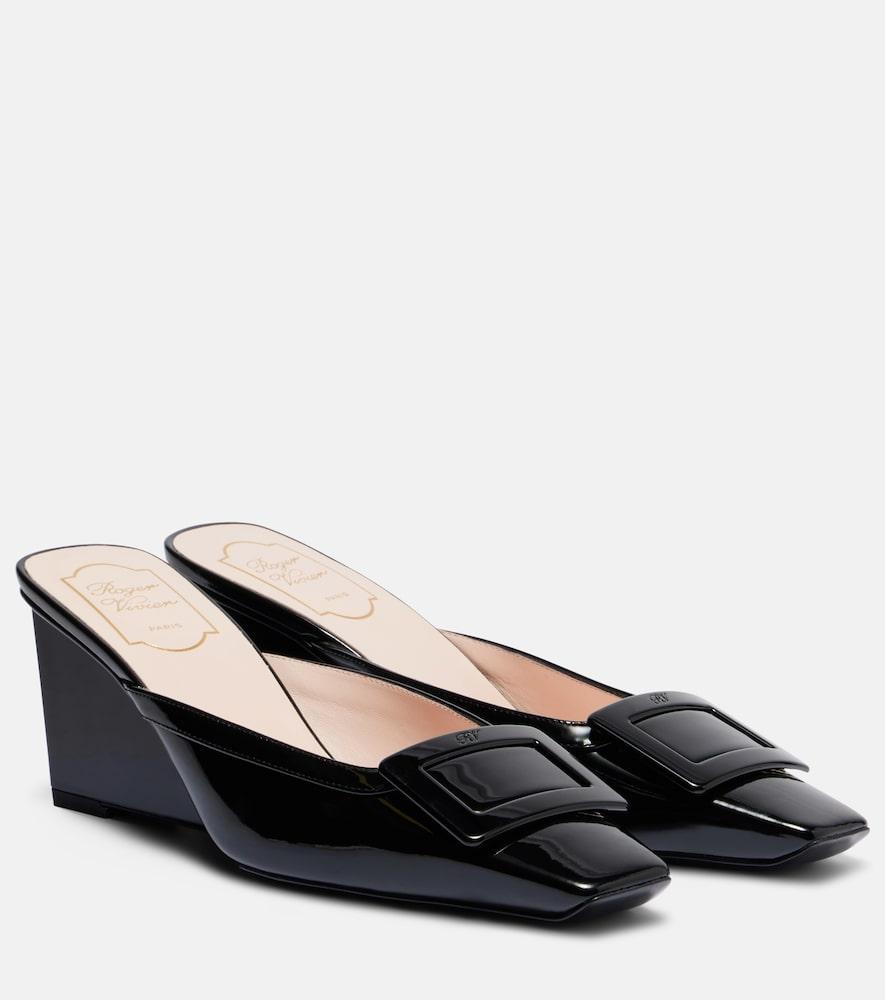 roger vivier belle vivier 60 leather wedge mules