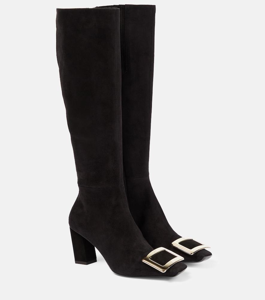 roger vivier belle vivier suede knee-high boots