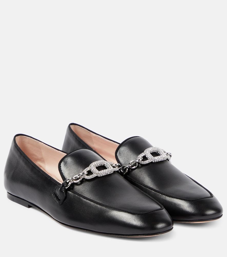 roger vivier embellished leather loafers