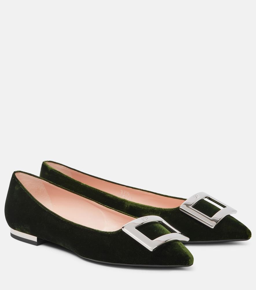 roger vivier faux fur-trimmed ballet flats