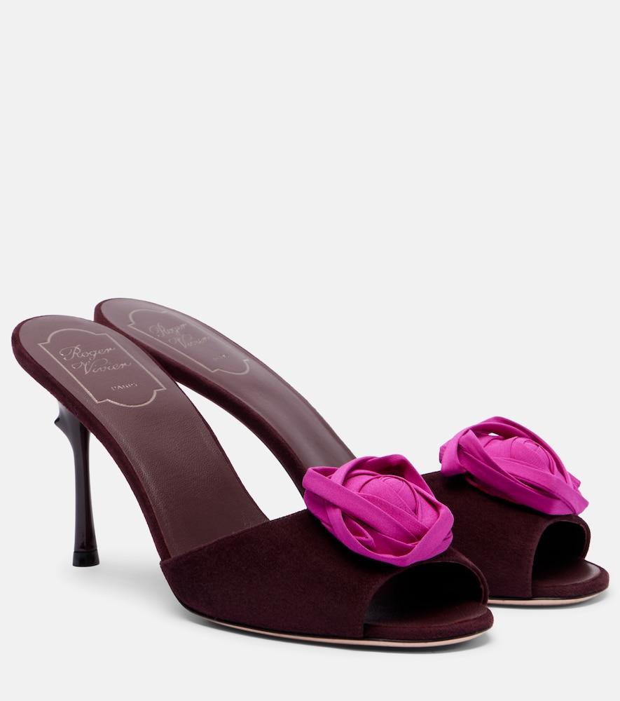 roger vivier rose vivier suede mules