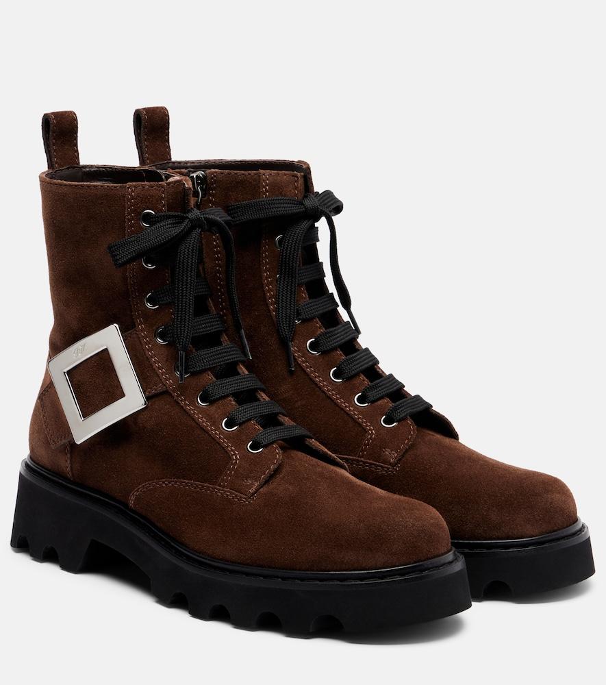 roger vivier suede lace-up ankle boots