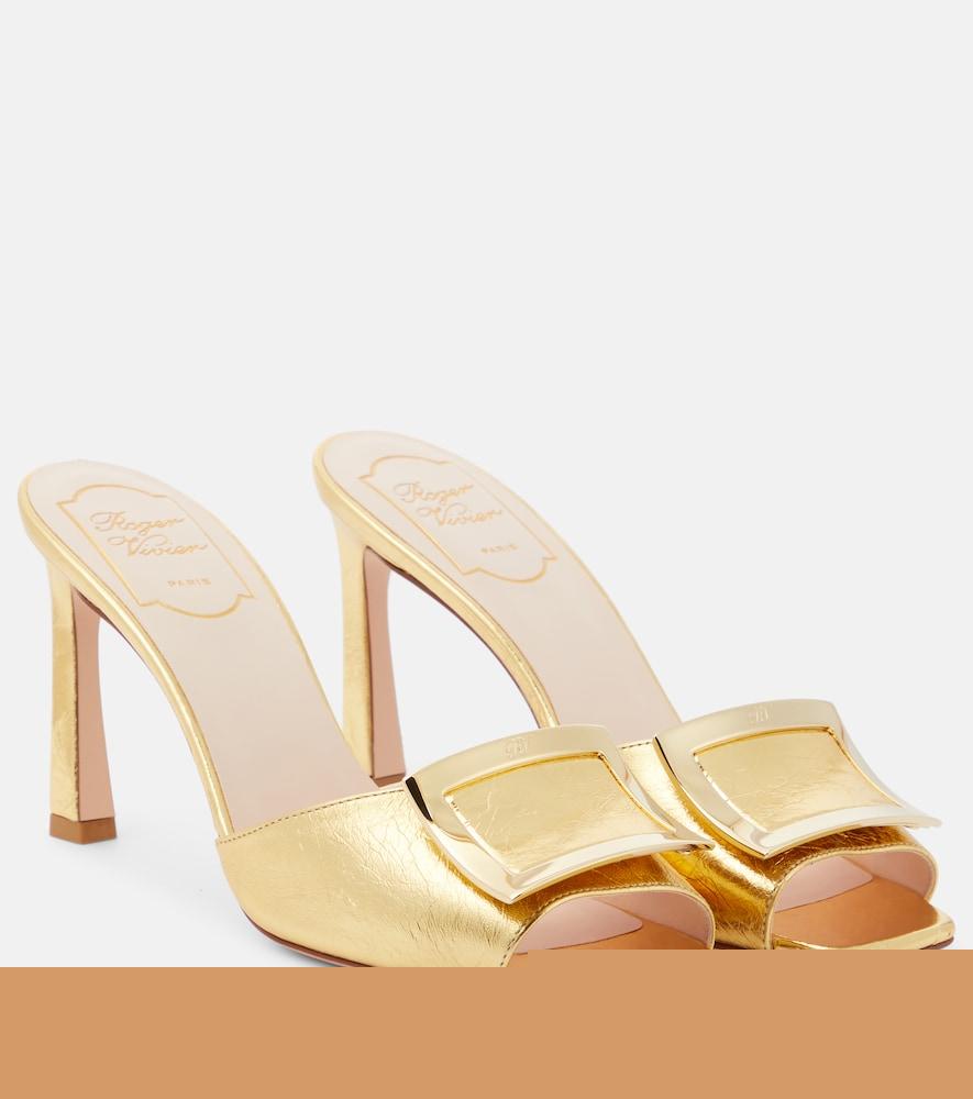 roger vivier trumpet metallic leather mules