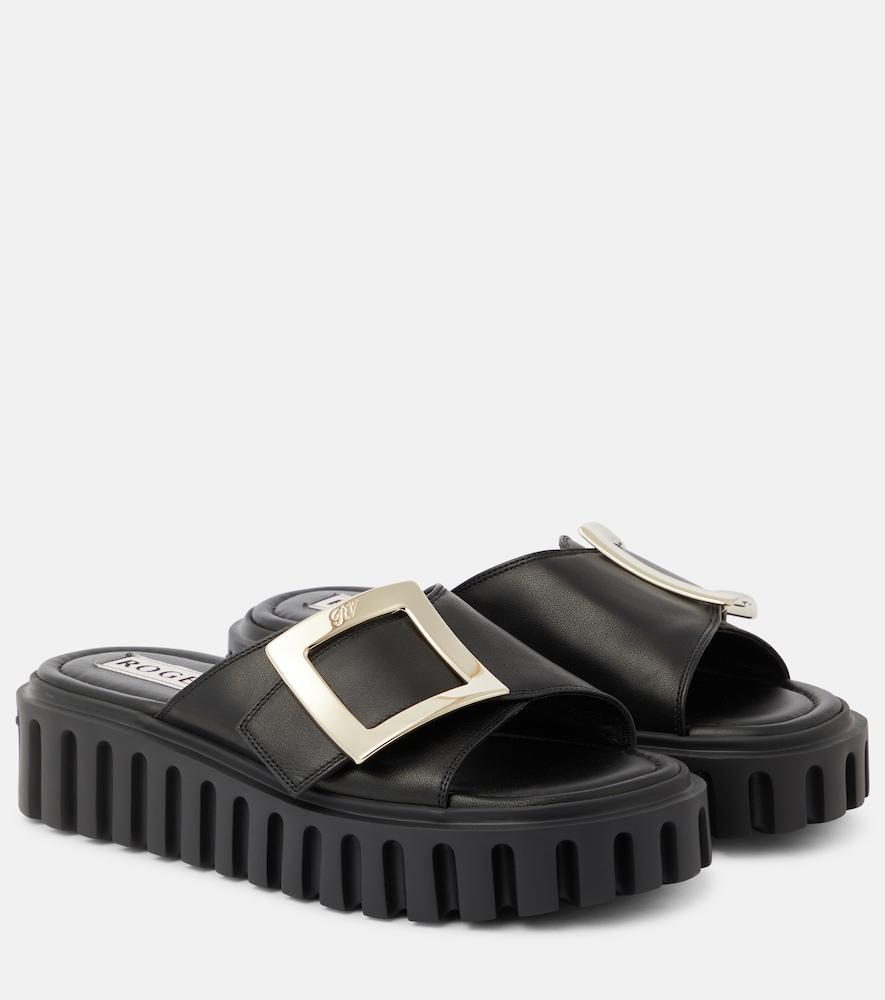 roger vivier viv' go thick leather mules