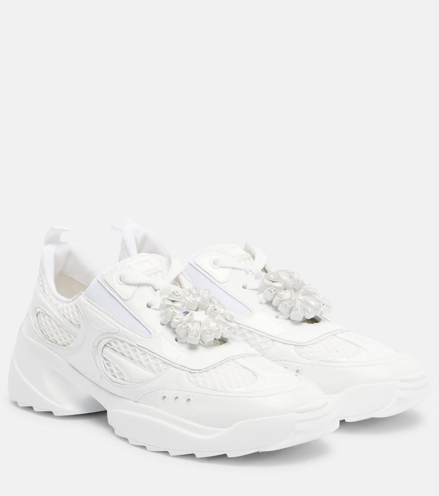 roger vivier viv' on the run leather-trimmed sneakers