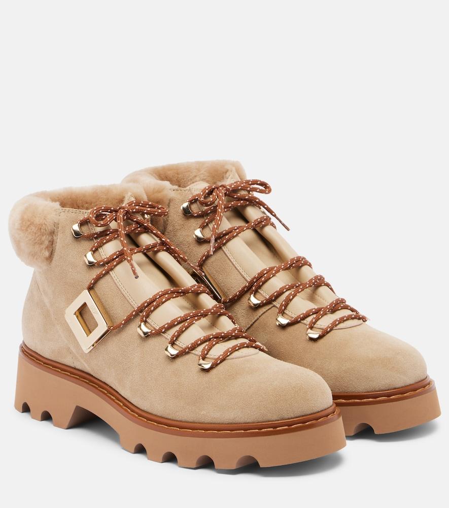 roger vivier viv' rangers suede lace-up boots