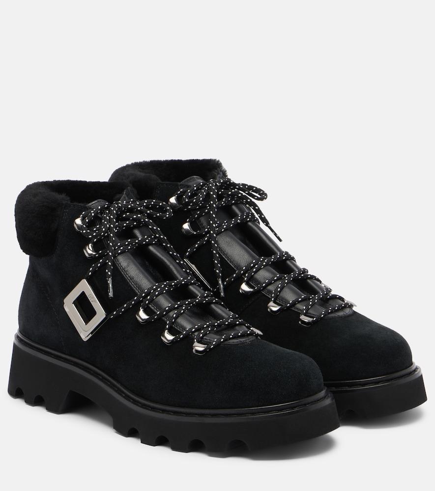 roger vivier viv' rangers suede lace-up boots
