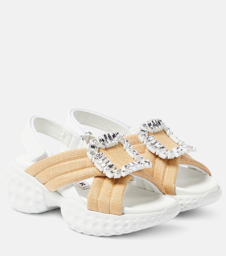 roger vivier viv' run light strass buckle sandals