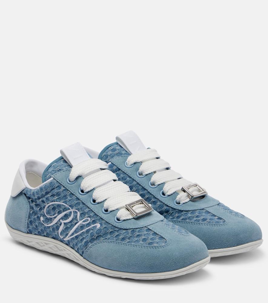 roger vivier viv' suede-trimmed sneakers