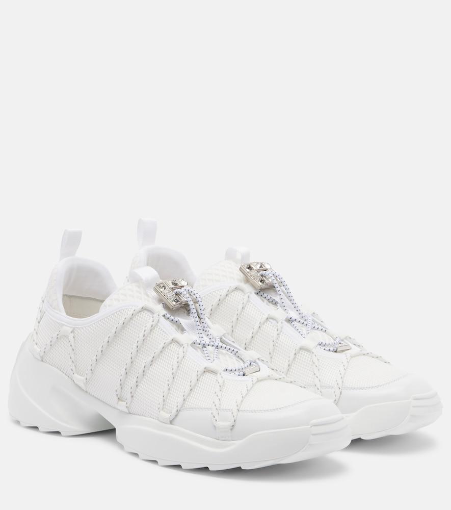 roger vivier viv' zag leather-trimmed mesh sneakers